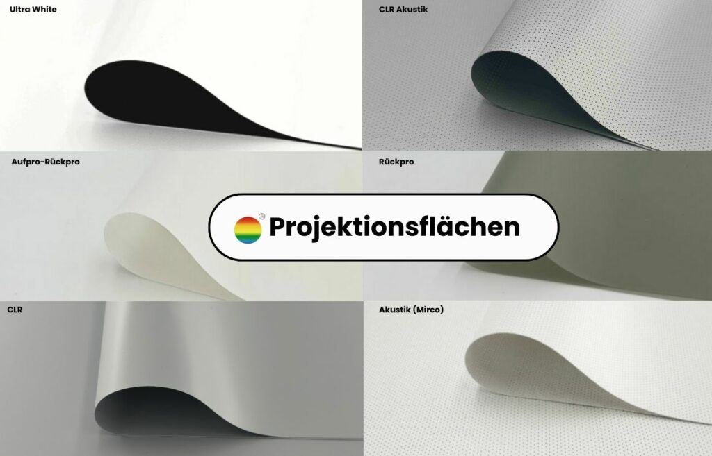 Projektionsflächen Überblick. Stiers Beamer Leinwand Oberflächen