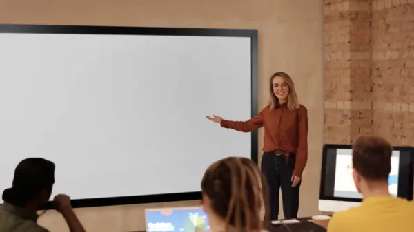 mobile rahmenleinwand bei einer Präsentation