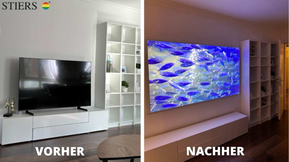 Rahmenlose Kinoleinwand von Stiers – Maßanfertigung für Heimkino