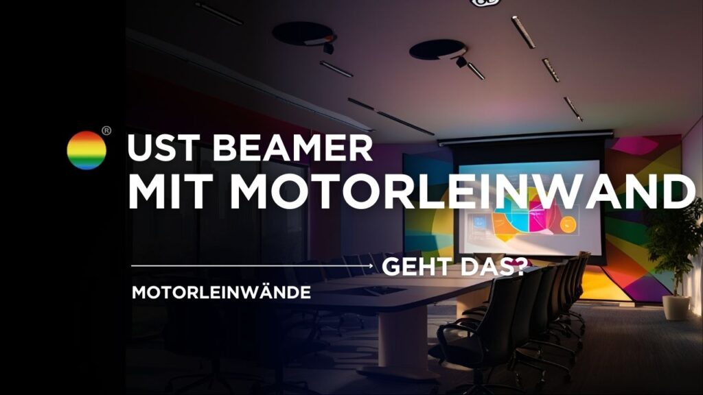 Konferenzraum mit UST Beamer und ausfahrbarer Motorleinwand von Stiers in Aktion