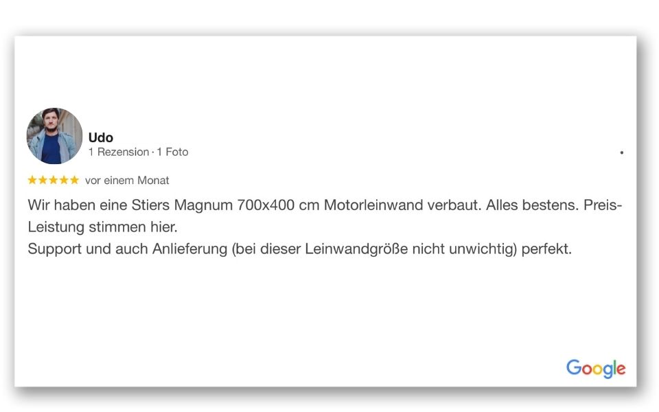 Kundenprojekt Motorleinwand Installation durch Stiers GmbH