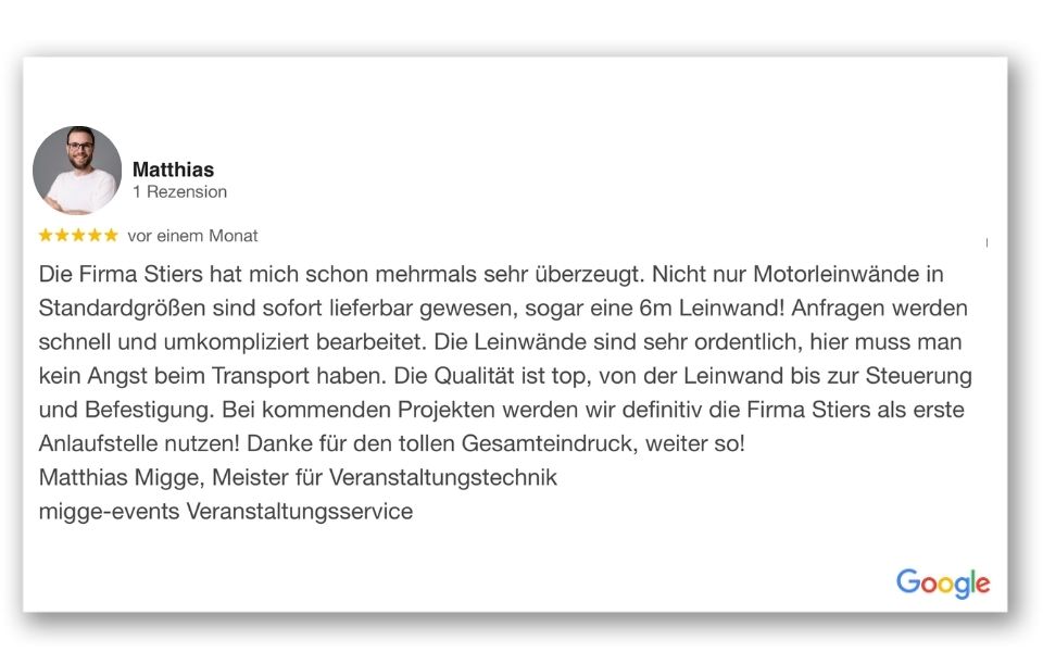 Moderne elektrische Leinwand &ndash; saubere Montage durch Stiers GmbH