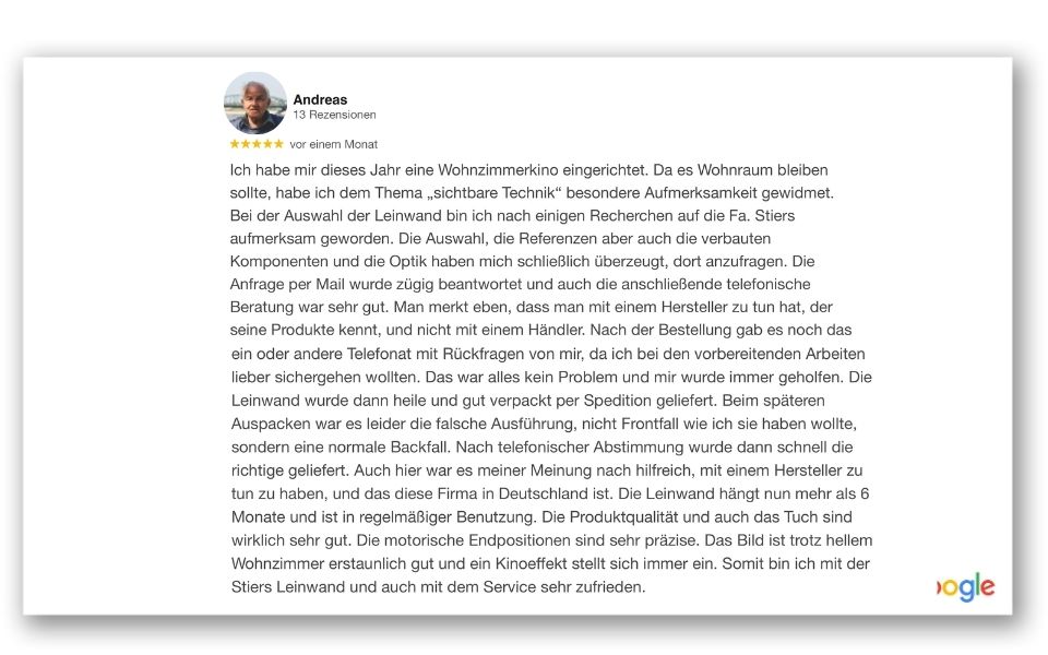 Perfekte Bildqualität dank Beamerleinwand von Stiers GmbH